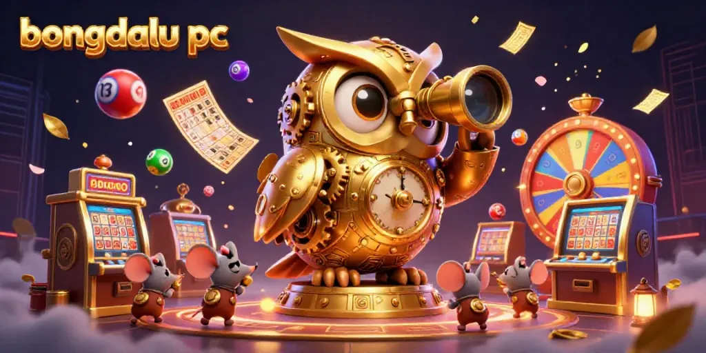 Experience the excitement of bongdalu pc with vibrant casino-themed 3D illustration of games, characters, and dynamic action.
