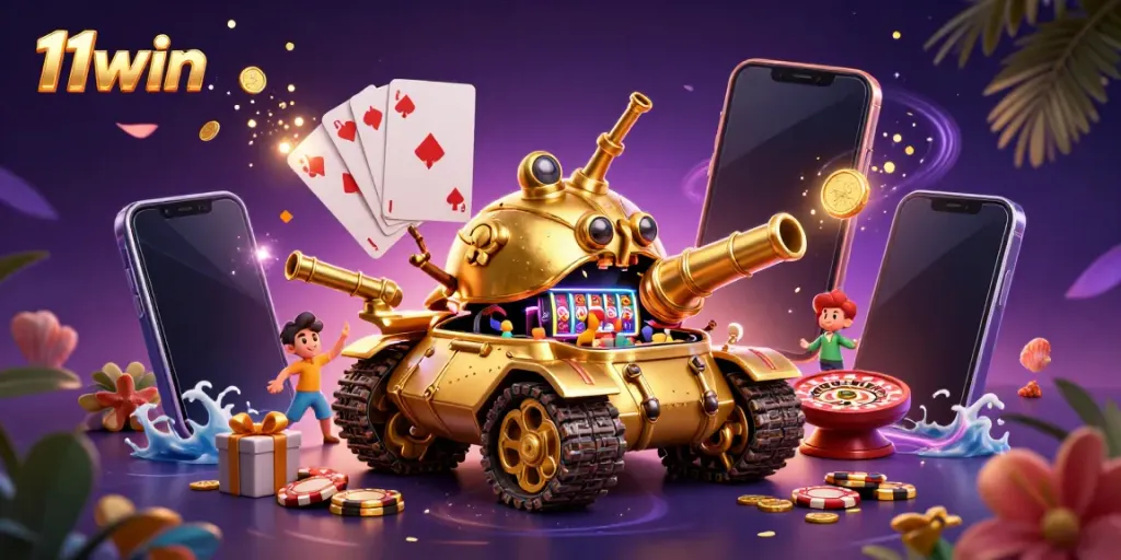 Experience the excitement of 11win with a miniature casino inside a golden beetle tank.